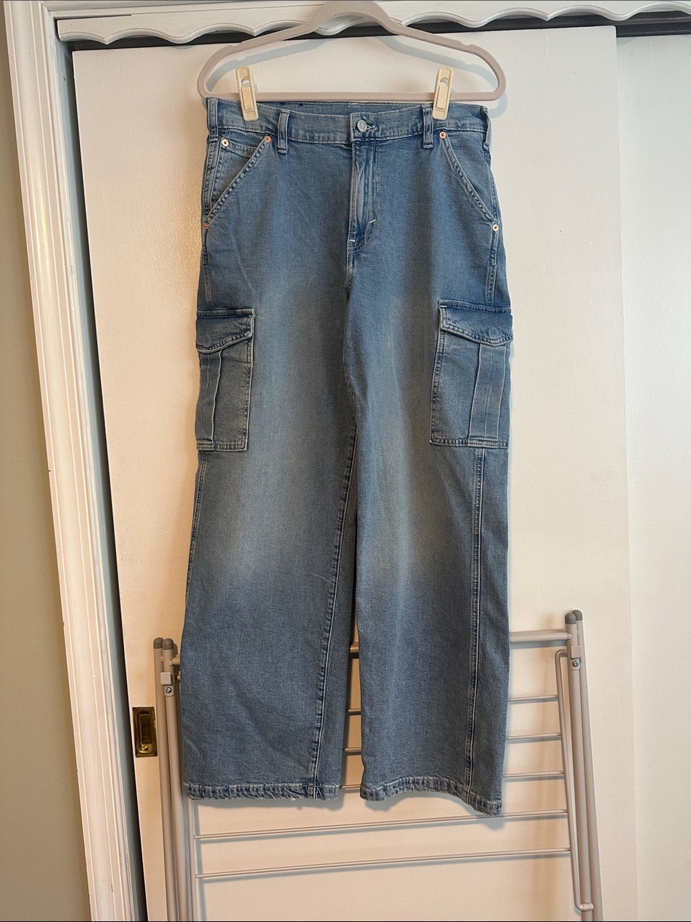 GAP Women's Light Blue Boyfriend Cargo Jeans